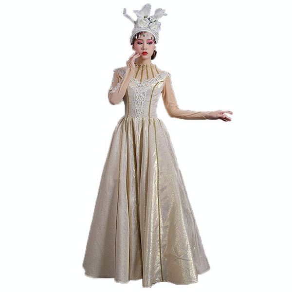 

casual dresses fancy dress ball opening dance big put on ceremony performance party po costume, Black;gray