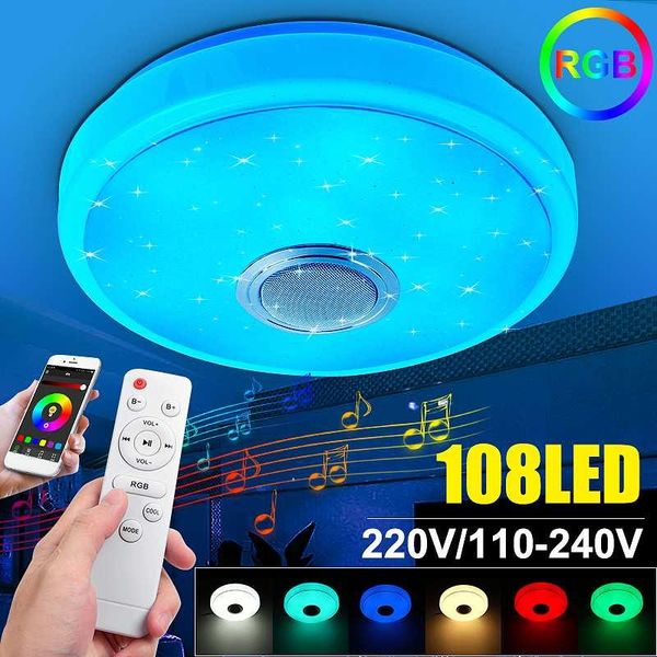 

music ceiling light lamp rgb bluetooth speaker starlight ac220/110-240v remote dimmable+app colorful lights