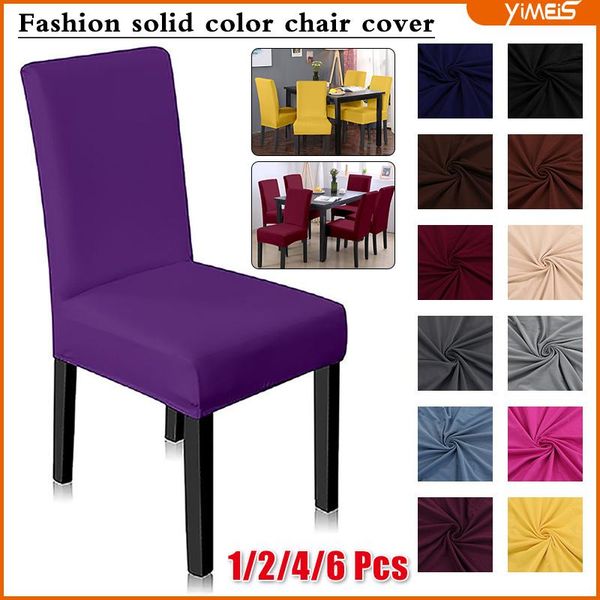 

1/2/4/6pcs solid color chair cover spandex covers stretch slipcovers seat for kitchen dining wedding el