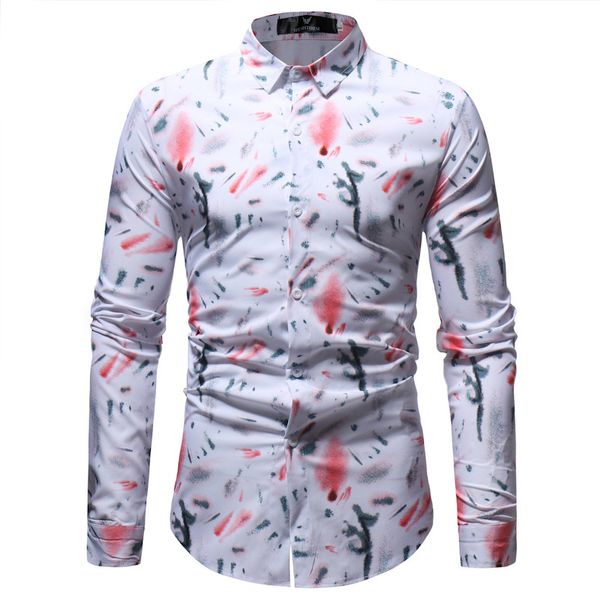 

men's shirts printed long leeve floral in autumn and winter of 2021, White;black