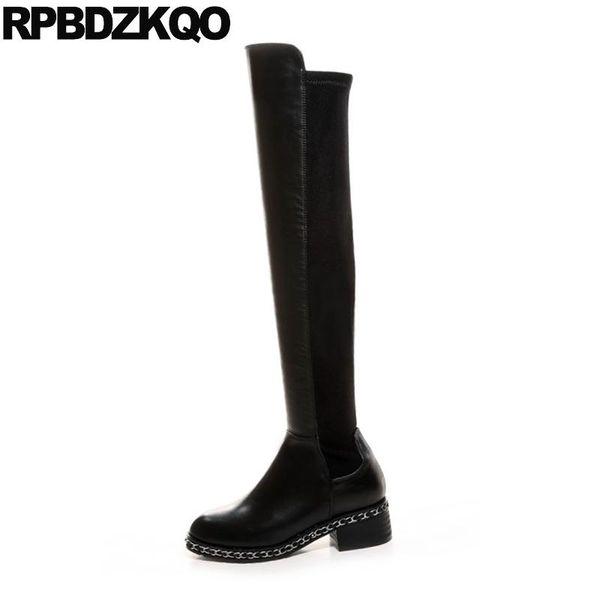 

boots thigh high for plus size women heel 10 round toe thick shoes chunky big black tall over the knee long suede 12 44 quality