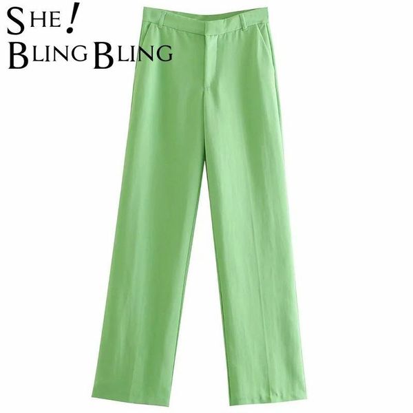 

women's pants & capris sheblingbling za green summer autumn women casual career office lady suit pant female high waist full length str, Black;white