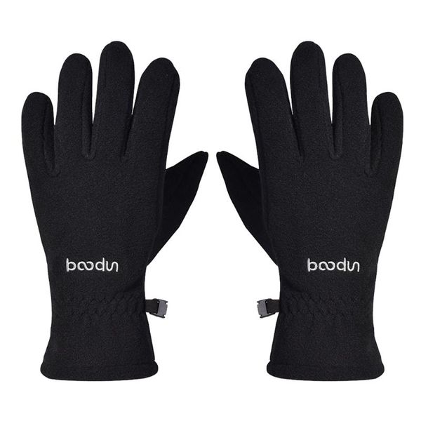 

ski gloves polar fleece bicycle cycling mitts black winter touch screen