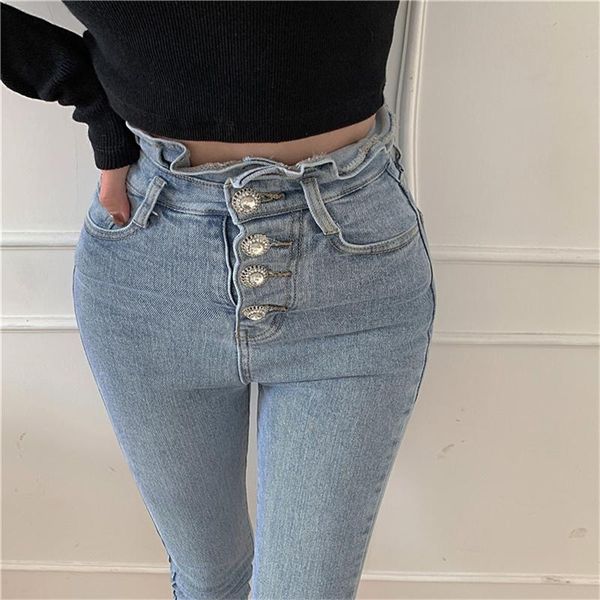 

women's jeans 2021 fashion ladies casual retro high waist blue