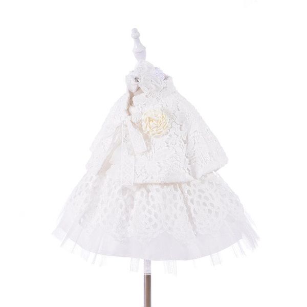 

infant baby girls dresses christening gowns born babies baptism clothes princess tutu birthday white bow flower dress girl's, Red;yellow