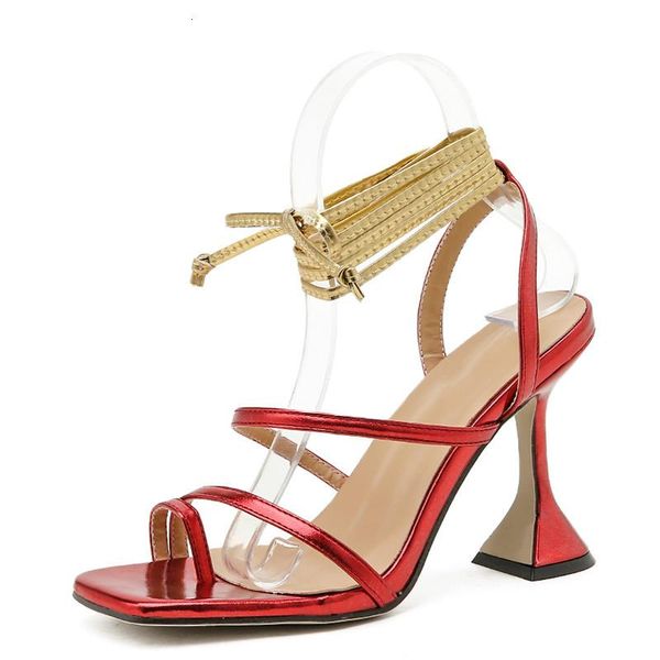 

women's shoes cross-tied head peep toe patchwork fashion high heels wedding summer narrow band sandals, Black