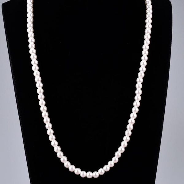 

chains fashion round pearl necklace for women girl 18kgp stainless steel female choker gold clavicle chain jewelry gift, Silver