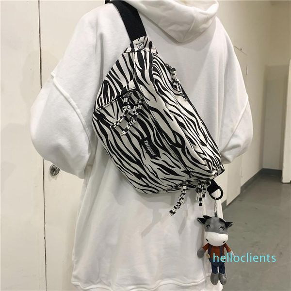 

cow print canvas chest bag women waist pack