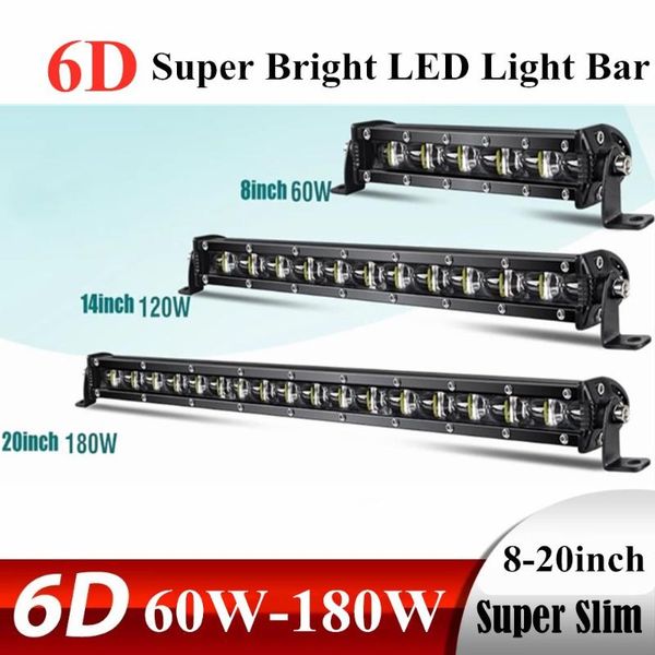 

working light 6d lens super slim led bar 60w 120w 180w for car tractor suv truck boat 4wd 4x4 offroad atv work lights driving lamp