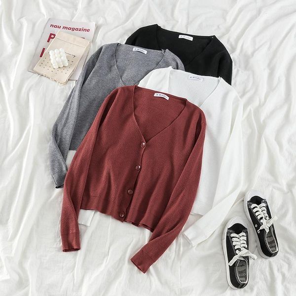 

women's jackets women knitting casual jacket v-neck cardigans solid female vintage coat long sleeve spring ladies single breasted, Black;brown