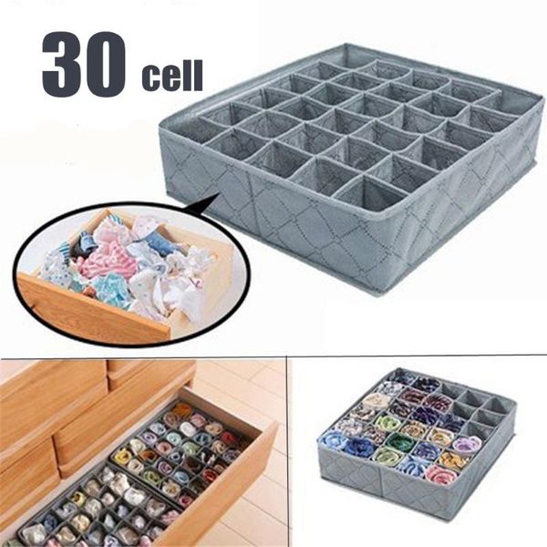 

storage drawers 30 cells multi-size bra underwear organizer foldable home box non-woven wardrobe drawer closet for scarf socks
