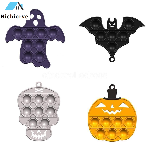 

dhl halloween push bubble fidget toys ghost silicone key chain skull pendant key chain decompression pumpkin puzzle toy deskfinger puzzle st