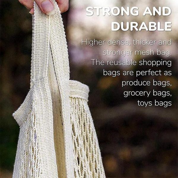 

storage bags reusable cotton mesh net string shopping bag portable foldable fruit and vegetable handbag for women grocery tote h