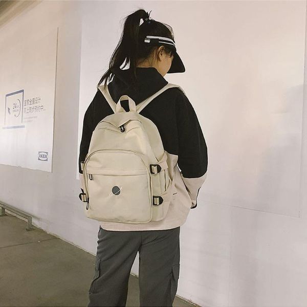 

outdoor bags classic oxford women's soild street backpack large capacity zip pocket multi-function bagpack ladies school