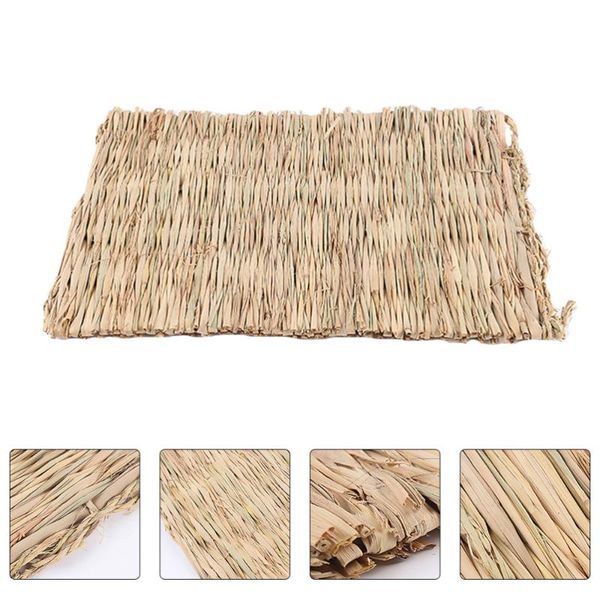 

kennels & pens 2pcs hamster straw mats household pet sleeping pads resting nests (beige)
