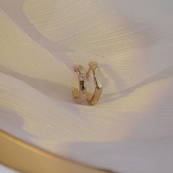 

hoop & huggie 14k real gold square earrings for women temperament charm shine zircon daily fashion earring luxury party jewelry gift, Golden;silver