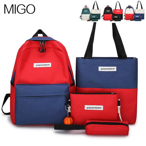 

backpack 2021 canvas multi piece for female and korean college students schoolbag male basketball pendant