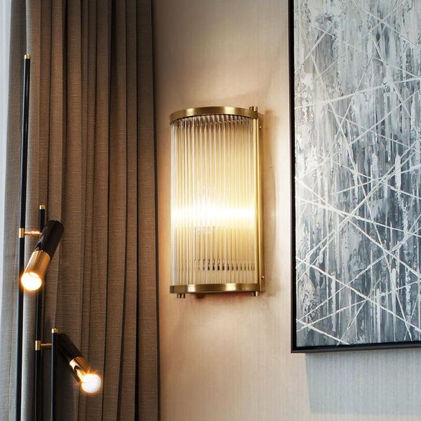 

wall lamp modern luxury light clear glass strip living room bedroom bedside aisle stairs decorative fixtures