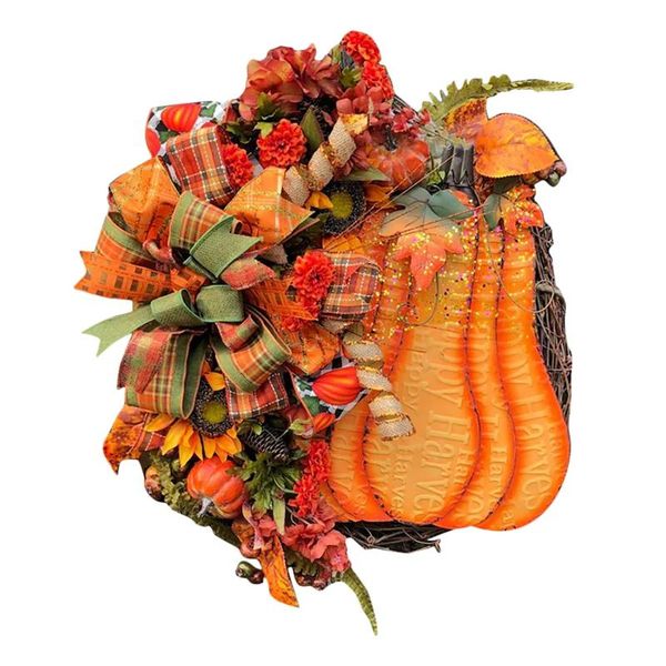 

decorative flowers & wreaths artificial fall pumpkin floral grapevine wreath for front door wall window farmhouse autumn's harvest holi