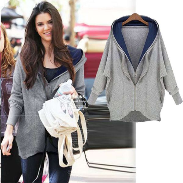 

coat double zipper color hooded long sleeved sweater, Black;brown