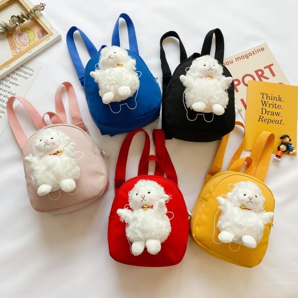 

canvas children backpacks kindergarten schoolbag cute doll lamb toddler kids backpack for girl boy school bags student