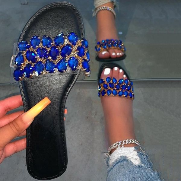 

home crystal flat summer female woman comfort women's slides clear footwear sewing ladies shoes women slippers, Black