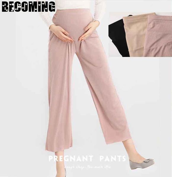 

maternity bottoms wide leg pants pregnant pant office capris trouser women pregnancy plus size trousers, White