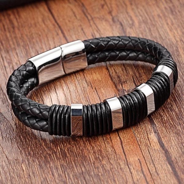 

charm bracelets xqni classic geometric snake chain glue magnetic clasp genuine leather bracelet for men drop wholesale, Golden;silver