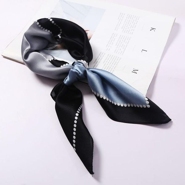 

scarves 2021 fashion silk square scarf for women 60cm satin neck hair tie band bag warp soft neckerchief hijabs head female foulard, Blue;gray