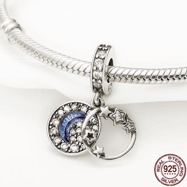 

other trend 925 sterling silver stars and moon dangle charm beads fit original bracelet pendant necklace jewelry