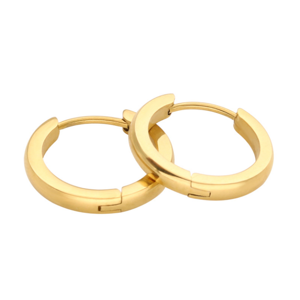 

hoop & huggie classic curved small round circle earrings all-match gold color stainless steel women jewelry gift in, Golden;silver