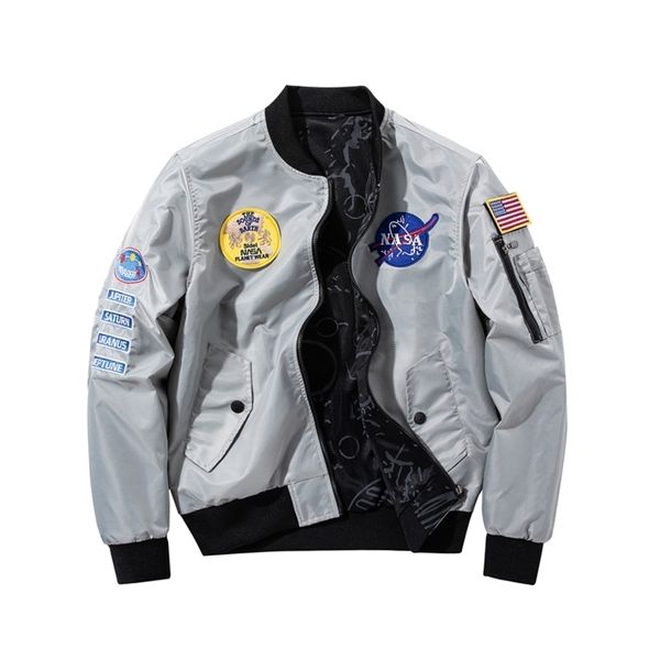 

autumn male jackets army green motorcycle ma-1 pilot air men bomber jacket double-sided wear all-match fashion 210909, Black;brown