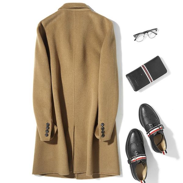 

men's wool & blends 2021 coat double-sided woolen long jacket men korean autumn winter mens overcoat coats d-01-1813 kj3012, Black