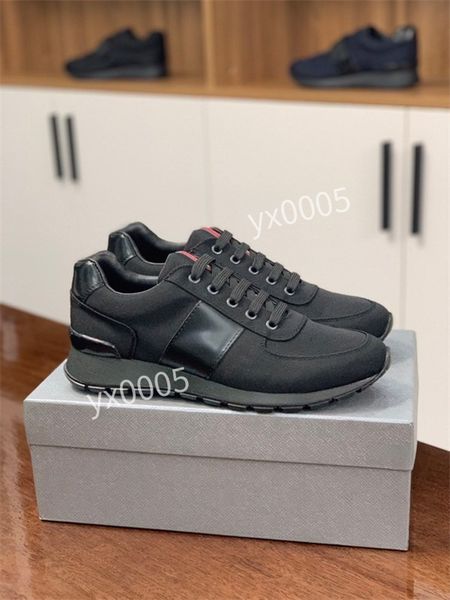 

2021 new designer sneakers oblique high low mens sneaker technical canvas leather women casual shoes bee luxurys trainers, Black