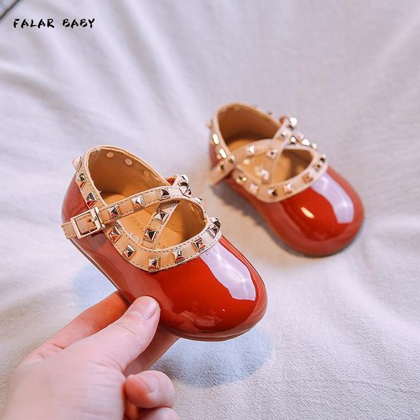 

girls princess shoes leather female spring and autumn single baby 1-3 years old toddler flat, Black;grey