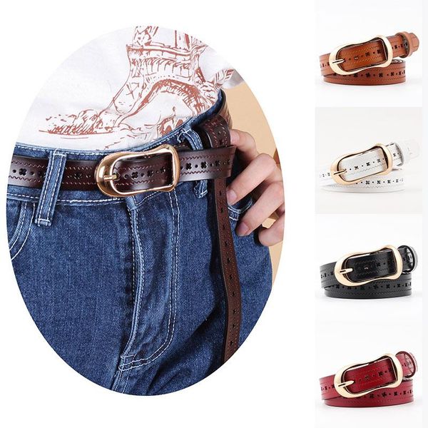 

belts white woman belt with hollow flower fashion genuine leather for women jeans female black brown color
