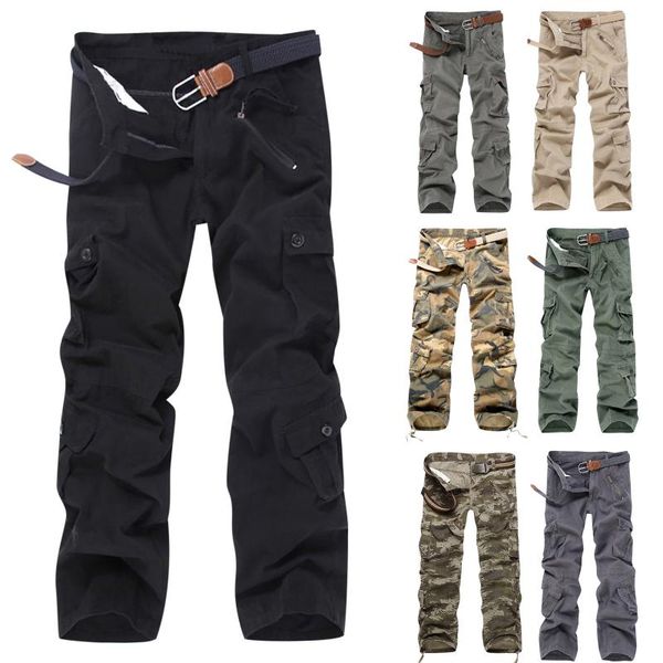 

men's pants military tactical pant loose multi-pocket washed overalls outdoor casual trousers male cargo for men, Black