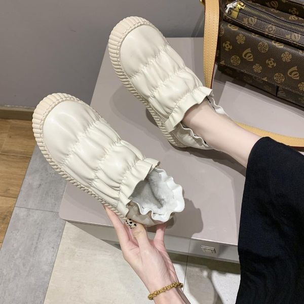 

boots 2021 fashion plus cotton low-casual shoes warm winter outdoor wear-resistant flat sports women's round toe, Black