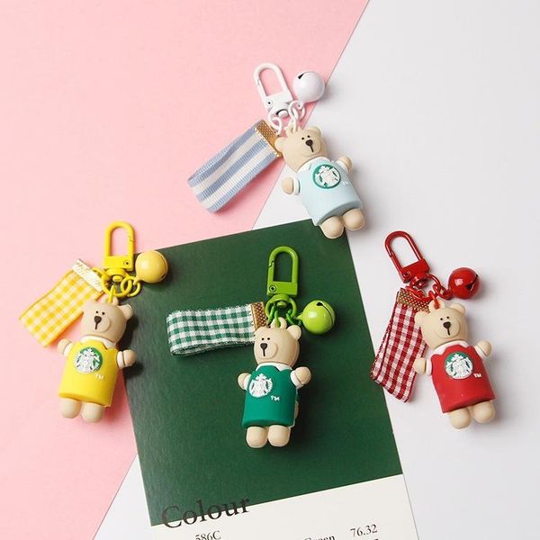 

newly arrive fashion cute pet bear starbucks cartoon cute keychain couple key ring pendant gift poduct