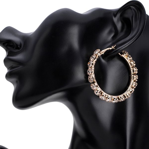 

exaggerated big brand ring diamond claw chain earrings women in various sizes, Golden