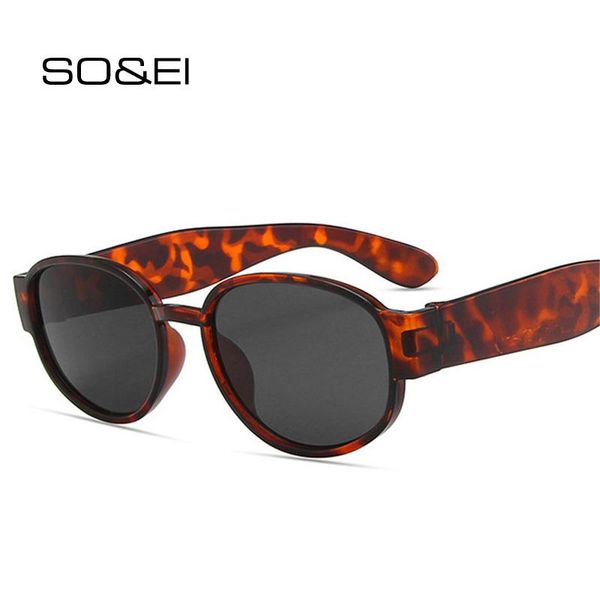 

so&ei retro oval sunglasses women fashion leopard gray eyewear men yellow red round punk sun glasses shades uv400, White;black