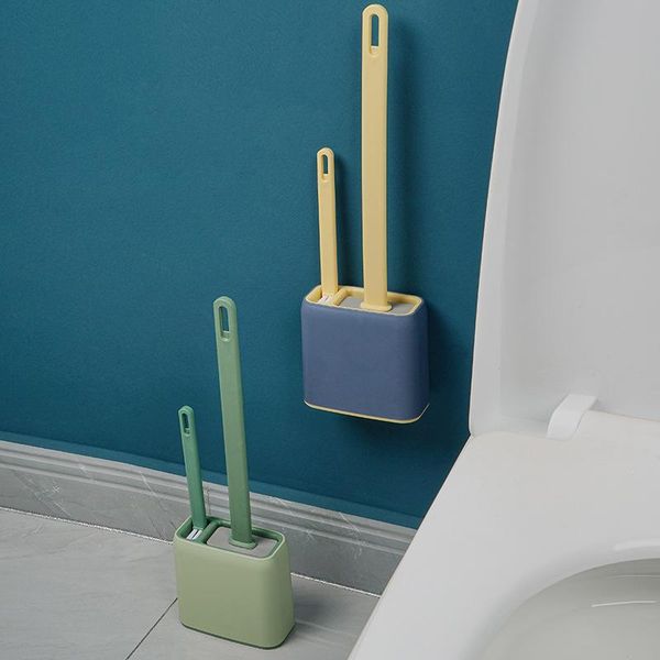 

bath accessory set bathroom dual-purpose toilet brush silicone double head with quick drying holder