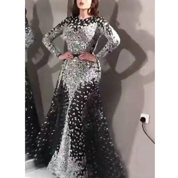 

casual dresses women sequin o neck long sleeve princess dress bodycon full wedding party formal autumn 2021, Black;gray