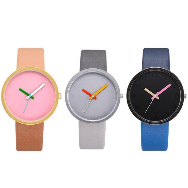 

wristwatches candy jelly color student leather watch girls clock exquisite pointer digital simple personality ideal gifts for women, Slivery;brown