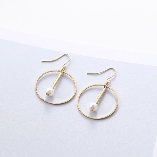 Moda minimalista oro argento perla rotonda geometrica orecchini pendenti fai da te donne gioielli di fidanzamento regalo all'ingrosso