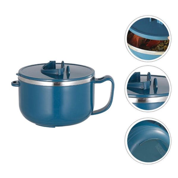 

1pc temperature preservation rice bowl noodle chic holder blue bowls