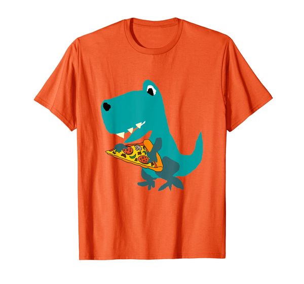 

smileteesanim funny t-rex dinosaur eating pizza t-shirt, White;black