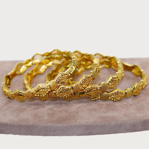 

bangle 2pcs 24k copper ethnic bead gold color saudi arabic bangles for girls bracelet women girl africa wedding jewelry, Black