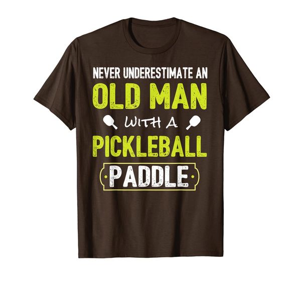 

never underestimate old man with pickleball paddle shirt t-shirt, White;black