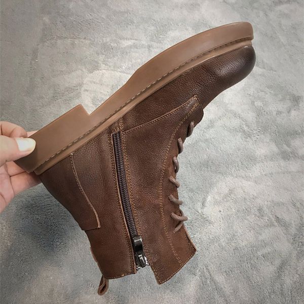 

[significantly high] martin boot's 2021 british spring and autumn single boot layer cow leather thick soled short, Black